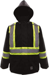 Viking - Size M High Visibility & Water Resistant Jacket - Black, Polyester & Polyurethane, Zipper, Hook & Loop Closure, 40" Chest - Exact Tool & Supply