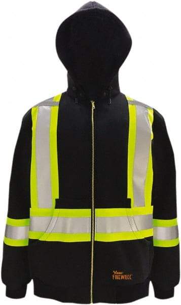 Viking - Size XL Flame Resistant/Retardant Jacket - Black, Cotton, Zipper Closure, 47" Chest - Exact Tool & Supply