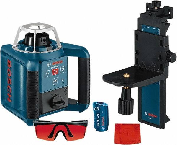 Bosch - 1,000' Measuring Range, 1/8" at 100' Accuracy, Self-Leveling Horizontal & Vertical Rotary Laser - ±5° Self Leveling Range, 1 Beam, 2-D Battery Included - Exact Tool & Supply