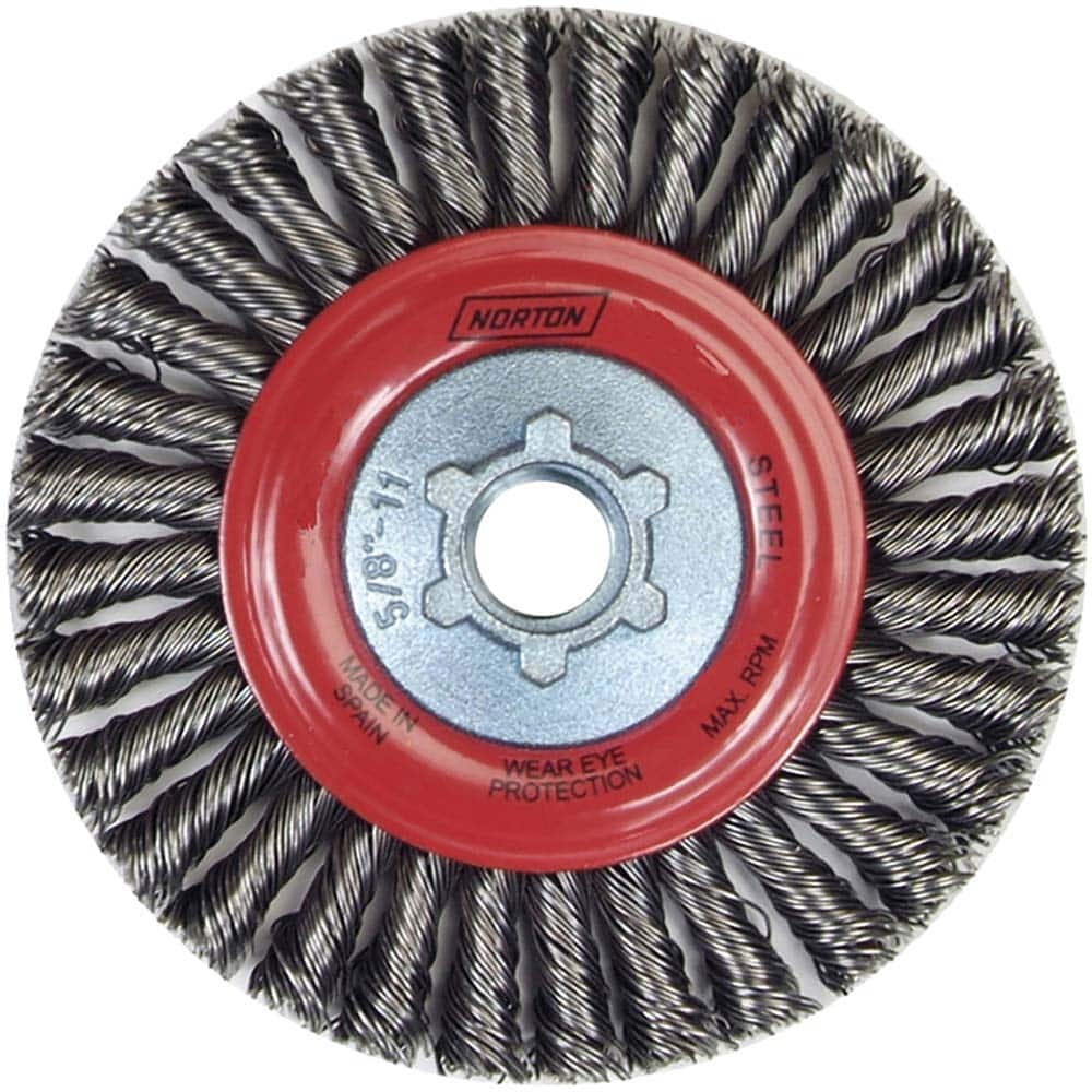 Norton - 9" OD, 5/8-11 Arbor Hole, Stringer Bead Carbon Wheel Brush - Exact Tool & Supply