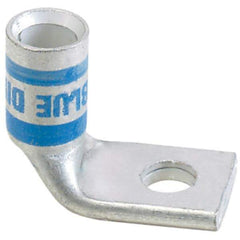 Panduit - 6 AWG Noninsulated Compression Connection Right Angle Ring Terminal - 1/4" Stud, 1.03" OAL x 0.48" Wide, Tin Plated Copper Contact - Exact Tool & Supply