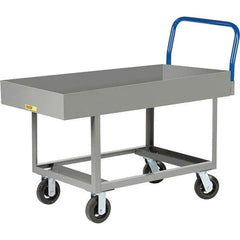 Little Giant - 2,000 Lb Capacity Steel Platform Truck - Steel Deck, 30" OAW, 61-1/2" Platform Length, Mold On Rubber Casters - Exact Tool & Supply
