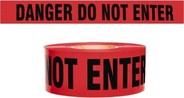 NMC - 135' Long x 3" Wide Roll, 100% Cotton, Red Barricade Tape - Message: Caution - Do Not Enter - Exact Tool & Supply