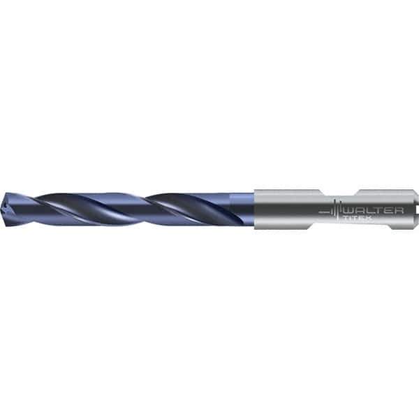 Walter-Titex - 13.5mm 140° Solid Carbide Jobber Drill - TiAlN Finish, Right Hand Cut, Spiral Flute, Round with Flats Shank, 124mm OAL - Exact Tool & Supply