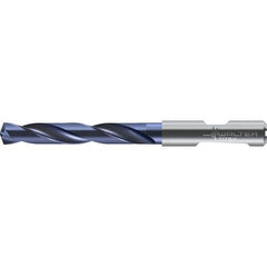Walter-Titex - 13.5mm 140° Solid Carbide Jobber Drill - TiAlN Finish, Right Hand Cut, Spiral Flute, Round with Flats Shank, 124mm OAL - Exact Tool & Supply