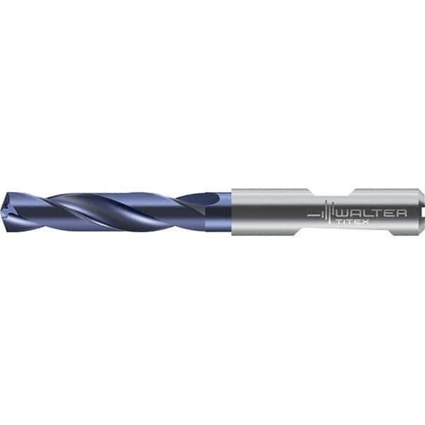 Walter-Titex - 10.3mm 140° Solid Carbide Screw Machine Drill Bit - Right Hand Cut, 55mm Flute Length, 102mm OAL, Straight Shank with Weldon Flat, Through Coolant - Exact Tool & Supply