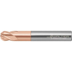 Walter-Prototyp - 6mm Diam, 4.8mm LOC, 4 Flute Solid Carbide Ball End Mill - AlTiN Finish, Single End, 63mm OAL, 8mm Shank Diam, Spiral Flute - Exact Tool & Supply
