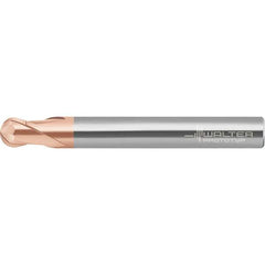 Walter-Prototyp - 6mm Diam, 4.8mm LOC, 2 Flute Solid Carbide Ball End Mill - AlTiN Finish, Single End, 80mm OAL, 6mm Shank Diam, Spiral Flute - Exact Tool & Supply