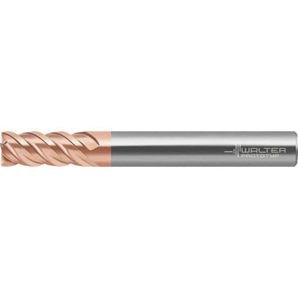 Walter-Prototyp - 4mm, 11mm LOC, 6mm Shank Diam, 57mm OAL, 3 Flute, Solid Carbide Square End Mill - TiAlSiN Finish, Spiral Flute, 50° Helix, Right Hand Cut, Right Hand Flute, Series MC388 - Exact Tool & Supply