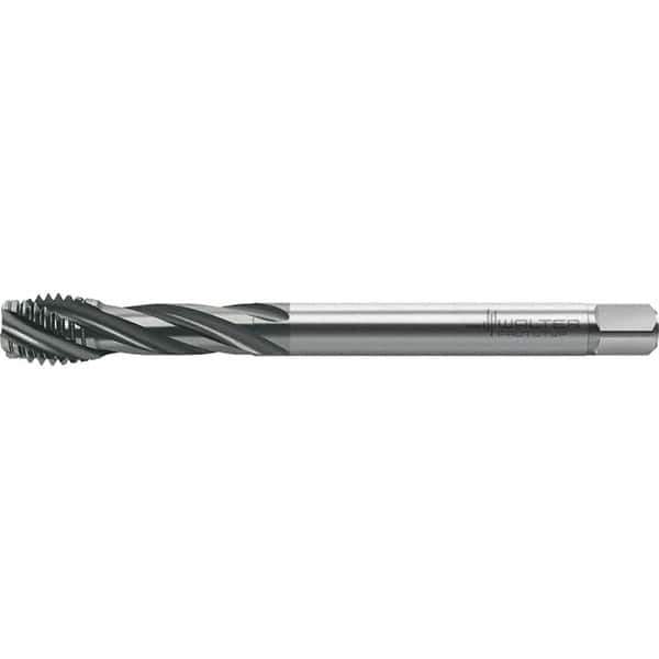 Walter-Prototyp - M12x1.75 Metric 4 Flute 6HX Semi-Bottoming Spiral Flute Tap - High Speed Steel, TiCN Finish, 110mm OAL, Right Hand Flute, Right Hand Thread, Series TC121 - Exact Tool & Supply
