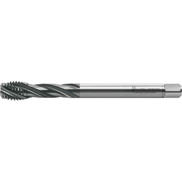 Walter-Prototyp - M12x1.75 Metric 4 Flute 6HX Semi-Bottoming Spiral Flute Tap - High Speed Steel, TiAlN Finish, 110mm OAL, Right Hand Flute, Right Hand Thread, Series TC121 - Exact Tool & Supply