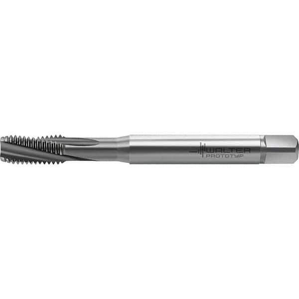 Walter-Prototyp - M6x1.00 Metric 3 Flute 6HX Semi-Bottoming Spiral Flute Tap - High Speed Steel, TiCN Finish, 82.5mm OAL, Right Hand Flute, Right Hand Thread, Series TC122 - Exact Tool & Supply