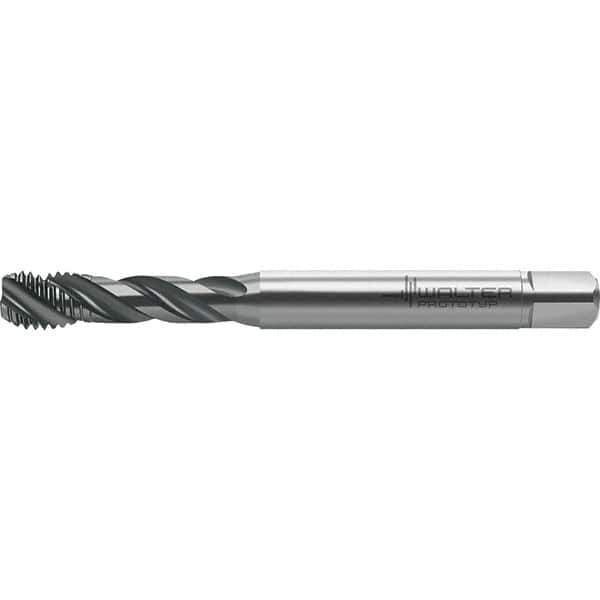 Walter-Prototyp - M3x0.50 Metric 3 Flute 6HX Semi-Bottoming Spiral Flute Tap - High Speed Steel, TiAlN Finish, 57.25mm OAL, Right Hand Flute, Right Hand Thread, Series TC121 - Exact Tool & Supply