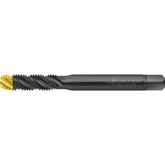 Walter-Prototyp - M5x0.80 Metric 3 Flute 6HX Semi-Bottoming Spiral Flute Tap - High Speed Steel, TiN Finish, 71.41mm OAL, Right Hand Flute, Right Hand Thread, Series TC120 - Exact Tool & Supply