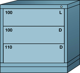 Table-Standard Cabinet - 3 Drawers - 30 x 28-1/4 x 30-1/8" - Single Drawer Access - Exact Tool & Supply