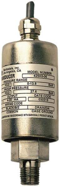 Barksdale - 500 Max psi, ±0.25% Accuracy, 1/4-18 NPT (Male) Connection Pressure Transducer - 0.5 to 5.5 VDC Output Signal, Bendix Connector (PT02A-8-4P) 4 pin Wetted Parts, 1/4" Thread, -40 to 185°F, 30 Volts - Exact Tool & Supply