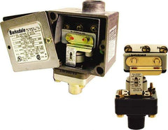 Barksdale - 25 to 500 PSI Adjustable Range, 1,000 Max psi, Diaphragm Piston Pressure Switch - 1/4 NPT Male, Screw Terminals, SPDT Contact, Nickel-Plated Wetted Parts, 2% Repeatability - Exact Tool & Supply