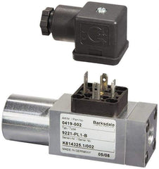 Barksdale - 220 to 2,900 psi Adjustable Range, 4,350 Max psi, Compact Pressure Switch - 7/16-20 UNF SAE, DIN 43650, SPDT Contact, SS Wetted Parts, 2% Repeatability - Exact Tool & Supply