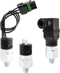 Barksdale - 75 to 300 psi Adjustable Range, 9,000 Max psi, Compact Pressure Switch - 1/4 NPT Male, Weatherpak 3 Pins WPT-3, SPDT Contact, Brass Wetted Parts, 3% Repeatability - Exact Tool & Supply