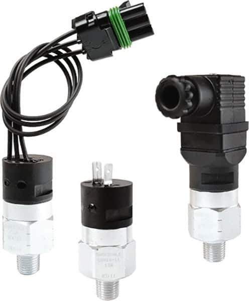 Barksdale - 30 to 120 psi Adjustable Range, 9,000 Max psi, Compact Pressure Switch - 9/16-18 UNF SAE, DIN 43650A, SPDT Contact, Brass Wetted Parts, 3% Repeatability - Exact Tool & Supply