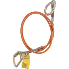 PRO-SAFE - 6' Long, D-Ring Anchor Sling - 350 Lb Capacity, Vinyl Coated Galvanized Steel Cable - Exact Tool & Supply