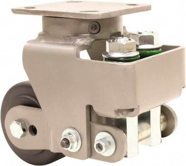 Hamilton - 4" Diam x 2" Wide, Impact-Resistant Cast Nylon Swivel Caster - 1,600 Lb Capacity, Top Plate Mount, 4" x 5" Plate, Sealed Precision Ball Bearing Bearing - Exact Tool & Supply