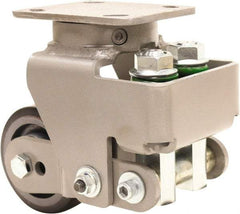 Hamilton - 4" Diam x 2" Wide, Polyurethane Mold on to Cast Iron Center Swivel Caster - 975 Lb Capacity, Top Plate Mount, 4" x 5" Plate, Sealed Precision Ball Bearing Bearing - Exact Tool & Supply