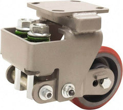 Hamilton - 5" Diam x 2" Wide, Polyurethane Mold on to Cast Iron Center Rigid Caster - 1,250 Lb Capacity, Top Plate Mount, 4" x 4-1/2" Plate, Sealed Precision Ball Bearing Bearing - Exact Tool & Supply