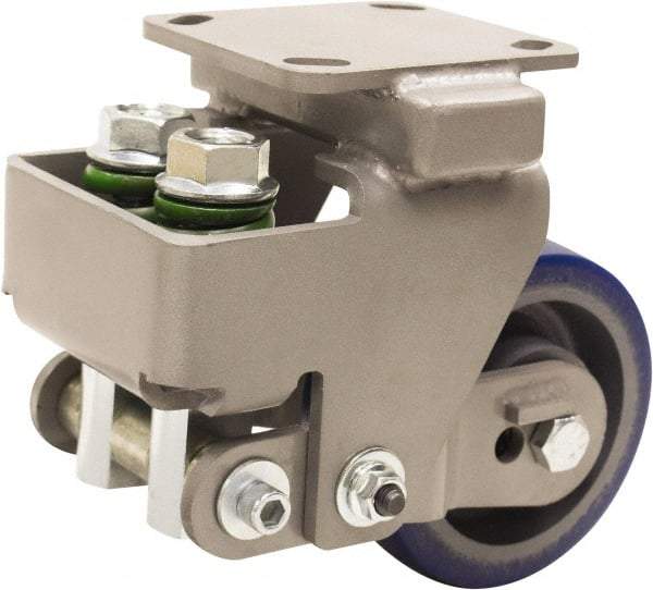 Hamilton - 5" Diam x 2" Wide, Polyurethane Mold on to Cast Iron Center Rigid Caster - 960 Lb Capacity, Top Plate Mount, 4" x 4-1/2" Plate, Sealed Precision Ball Bearing Bearing - Exact Tool & Supply