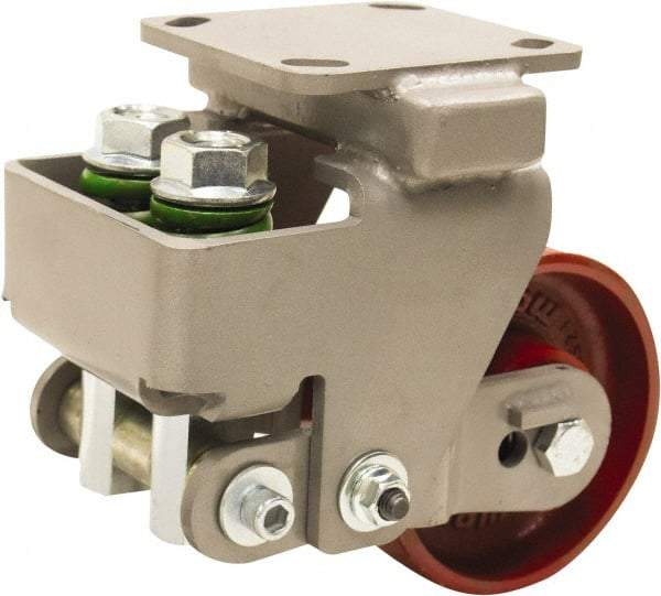 Hamilton - 5" Diam x 2" Wide, Cast Iron Rigid Caster - 1,300 Lb Capacity, Top Plate Mount, 4" x 4-1/2" Plate, Sealed Precision Ball Bearing Bearing - Exact Tool & Supply