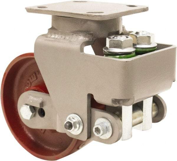 Hamilton - 6" Diam x 2" Wide, Cast Iron Swivel Caster - 1,645 Lb Capacity, Top Plate Mount, 4" x 5" Plate, Sealed Precision Ball Bearing Bearing - Exact Tool & Supply