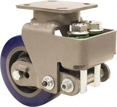 Hamilton - 6" Diam x 2" Wide, Polyurethane Mold on to Cast Iron Center Swivel Caster - 1,300 Lb Capacity, Top Plate Mount, 4" x 5" Plate, Sealed Precision Ball Bearing Bearing - Exact Tool & Supply