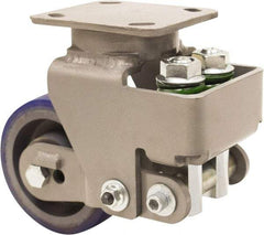 Hamilton - 5" Diam x 2" Wide, Polyurethane Mold on to Cast Iron Center Swivel Caster - 840 Lb Capacity, Top Plate Mount, 4" x 5" Plate, Sealed Precision Ball Bearing Bearing - Exact Tool & Supply