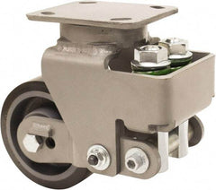 Hamilton - 5" Diam x 2" Wide, Polyurethane Mold on to Cast Iron Center Swivel Caster - 1,315 Lb Capacity, Top Plate Mount, 4" x 5" Plate, Sealed Precision Ball Bearing Bearing - Exact Tool & Supply