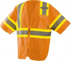 OccuNomix - Size 2XL High Visibility Orange Mesh General Purpose Vest - ANSI 107-2015, Zipper Closure, 3 Pockets, Polyester - Exact Tool & Supply