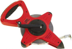 CST/berger - 100' x 1/2" White Fiberglass Blade Tape Measure - 1/8" Graduation, Red/Black Steel Case - Exact Tool & Supply