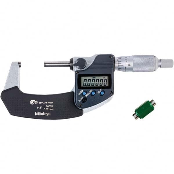 Mitutoyo - Electronic Outside Micrometers Type: Coolant-proof Minimum Measurement (Decimal Inch): 1.0000 - Exact Tool & Supply