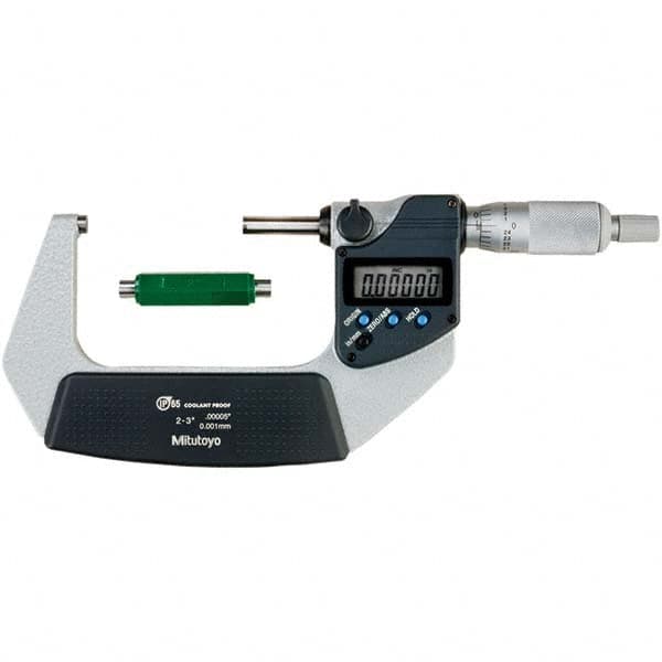Mitutoyo - Electronic Outside Micrometers Type: Coolant-proof Minimum Measurement (Decimal Inch): 2.0000 - Exact Tool & Supply