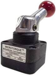 Barksdale - 2.8 GPM 1/4 Inlet Anodized Aluminum Hydraulic Control Valve - 1/4 Thread, 6,000 psi, 3" High x 2.03" Wide x 4.11" Long, 0.4 CV Rate - Exact Tool & Supply