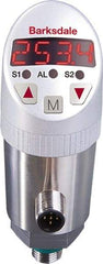 Barksdale - 3,000 Max psi, ±0.5% Accuracy, 7/16-20 UNF (SAE 4) Connection Electronic Pressure Switch and Transducer with Display - 0 to 10V Output Signal, M12 Wetted Parts, 7/16" Thread, -13 to 212°F, 32 Volts - Exact Tool & Supply