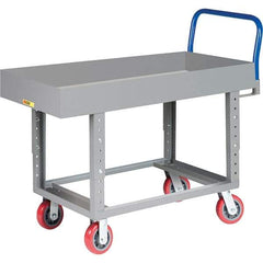 Little Giant - 2,000 Lb Capacity Steel Platform Truck - Steel Deck, 24" OAW, 61-1/2" Platform Length, Polyurethane Casters - Exact Tool & Supply