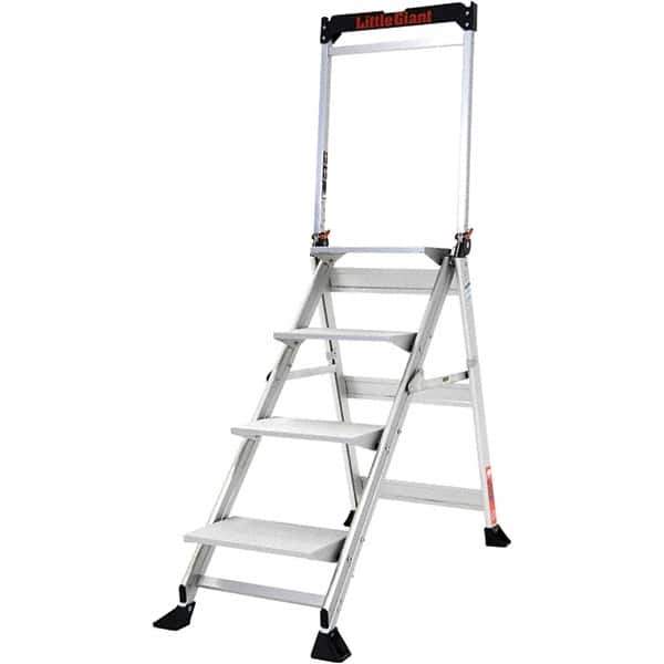 Little Giant Ladder - 4 Steps, 4' High, Type IAA Rating, Aluminum Step Stand - 375 Lb Capacity, 21-1/2" Base Width - Exact Tool & Supply