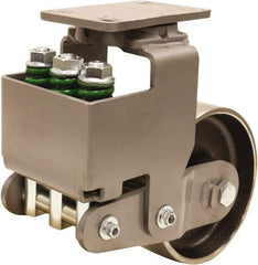 Hamilton - 8" Diam x 3" Wide, Drop Forged Steel Swivel Caster - 3,145 Lb Capacity, Top Plate Mount, 4-1/2" x 6-1/2" Plate, Sealed Precision Ball Bearing Bearing - Exact Tool & Supply