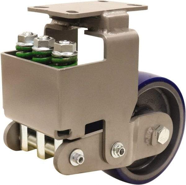 Hamilton - 8" Diam x 3" Wide, Polyurethane Mold on to Cast Iron Center Rigid Caster - 2,000 Lb Capacity, Top Plate Mount, 4-1/2" x 6-1/2" Plate, Sealed Precision Ball Bearing Bearing - Exact Tool & Supply