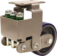 Hamilton - 8" Diam x 3" Wide, Polyurethane Mold on to Cast Iron Center Rigid Caster - 2,000 Lb Capacity, Top Plate Mount, 4-1/2" x 6-1/2" Plate, Sealed Precision Ball Bearing Bearing - Exact Tool & Supply