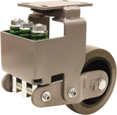 Hamilton - 8" Diam x 3" Wide, Polyurethane Mold on to Cast Iron Center Rigid Caster - 3,145 Lb Capacity, Top Plate Mount, 4-1/2" x 6-1/2" Plate, Sealed Precision Ball Bearing Bearing - Exact Tool & Supply