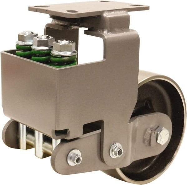 Hamilton - 8" Diam x 3" Wide, Drop Forged Steel Rigid Caster - 3,145 Lb Capacity, Top Plate Mount, 4-1/2" x 6-1/2" Plate, Sealed Precision Ball Bearing Bearing - Exact Tool & Supply
