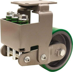 Hamilton - 8" Diam x 3" Wide, Polyurethane Mold on to Cast Iron Center Rigid Caster - 3,145 Lb Capacity, Top Plate Mount, 4-1/2" x 6-1/2" Plate, Sealed Precision Ball Bearing Bearing - Exact Tool & Supply