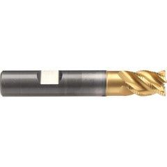 Emuge - 20mm Diam, 26mm LOC, 4 Flute Solid Carbide Roughing & Finishing End Mill - TiN/TiAlN Finish, 92mm OAL, 20mm Shank Diam, Weldon Shank, 45° Helix, Stub Length - Exact Tool & Supply