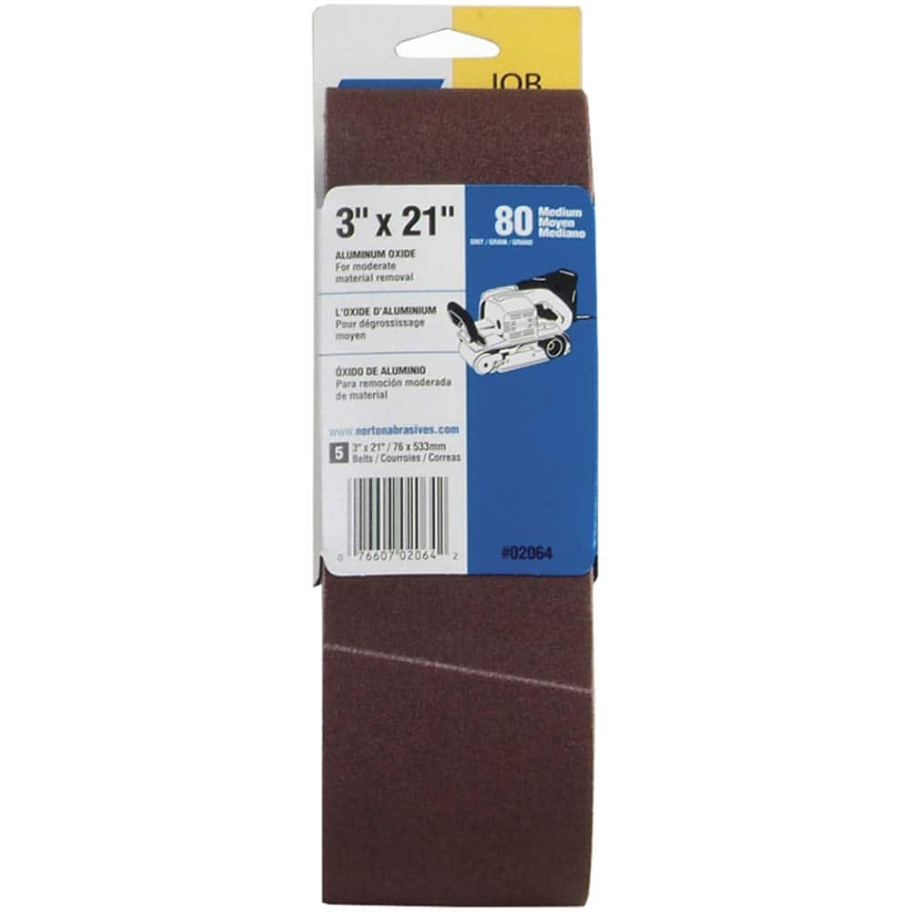 Norton - 3" Wide x 21" OAL, 80 Grit, Aluminum Oxide Abrasive Belt - Exact Tool & Supply